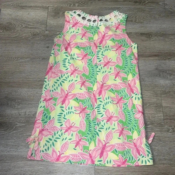 Lily Pulitzer Butterly Palm, Green & Pink Print Dress size 6 - Picture 10 of 13
